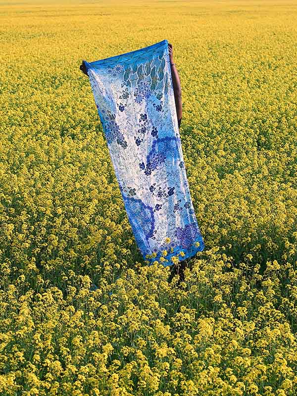 Floral Print Silk Cotton Scarf