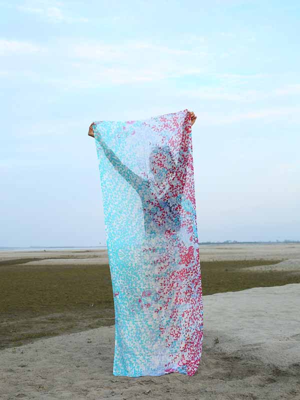 Floral Print Silk Cotton Scarf