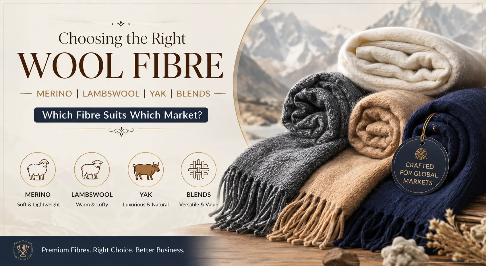 Merino, Lambswool, Yak, and Blends: A Wool Scarves Manufacturer in India Explains Which Fibre Suits Which Market