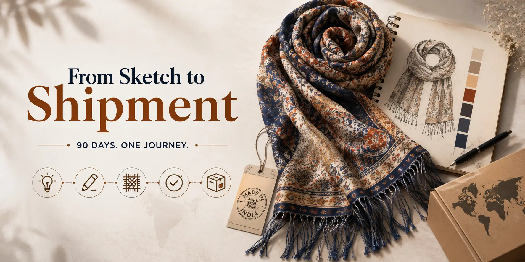 From Sketch to Shipment: The Real 90-Day Timeline of Working with a Scarf Manufacturer in India