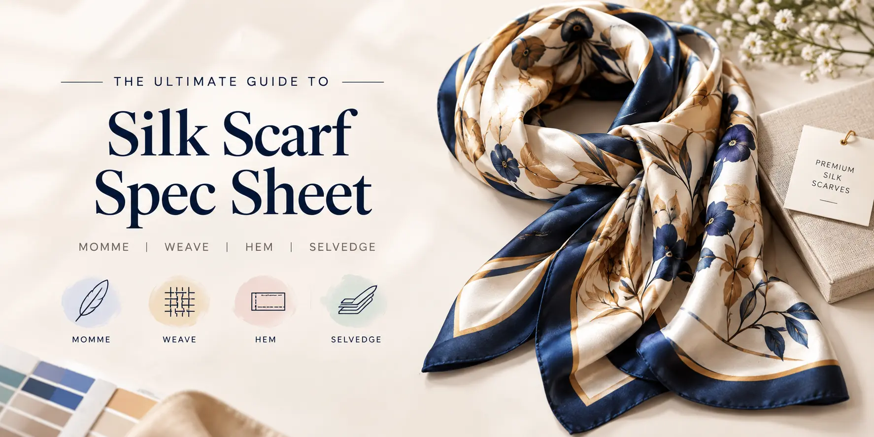 What Your Silk Scarf Spec Sheet Should Actually Say: Momme, Screen Count, Hem Type, and Selvedge, From a Silk Scarves Manufacturer in India